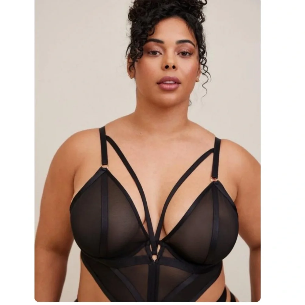 TORRID NWT Overt Strappy Mesh Bodysuit - Picture 3 of 5